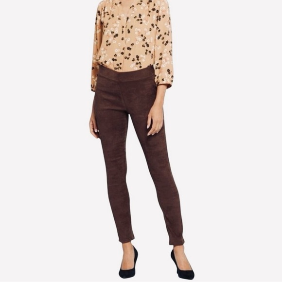 NYDJ Pants - NYDJ Faux Suede Leggings Brown 10 Pull On Skinny Stretch